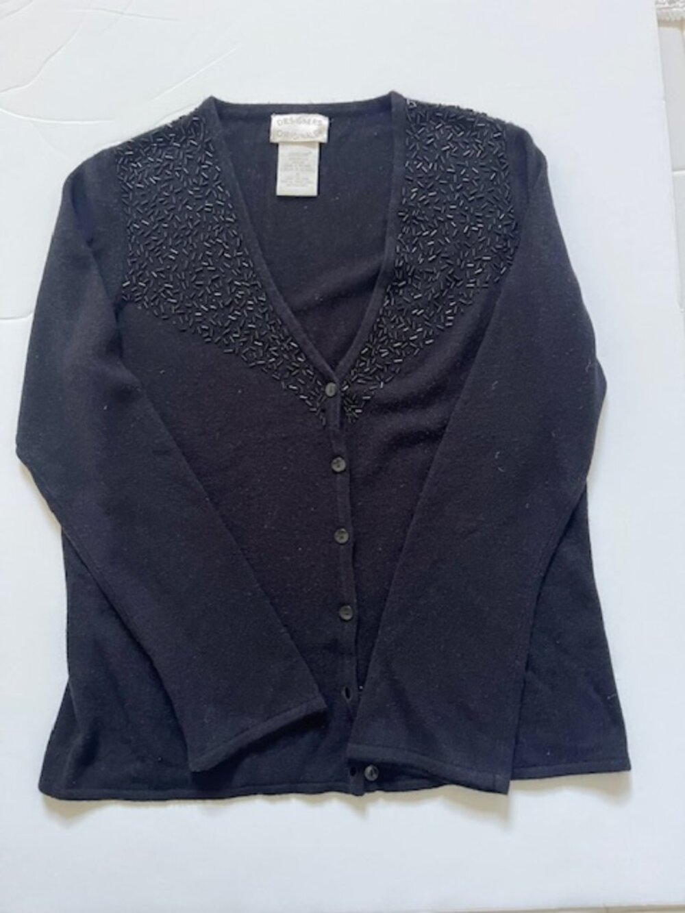 Women's black button down sweater S